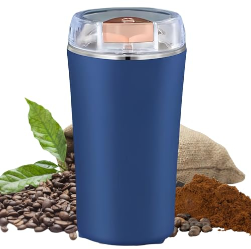 Molinillo de café, molinillo de café eléctrico, 200 W, molinillo de especias eléctrico y molinillo de café con cuchillo de impacto y recipiente de acero inoxidable extraíble, capacidad de 100 g, para