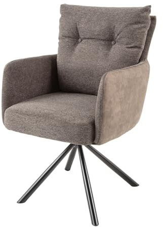 Stuhl BIG GEORGE - 90cm - taupe - Microfaser Webstoff drehbar Armlehne | Federkern-Komfort, pflegeleicht, Esszimmerstuhl, Gewebter Strukturstoff, hoher Komfort, bequeme Polsterung