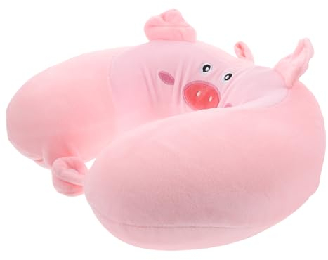 Cabilock Reise Nackenkissen aus Plüsch U-förmiges Nackenstützkissen in Rosa mit Druckentlastender Funktion zur Entspannung der Halswirbelsäule für Reisen und Nickerchen