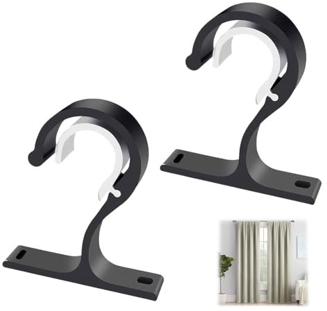 Sangcca 2 Supporti per Asta per Tenda Staffe per Bastone Tende da Parete e Soffitto in Lega di Alluminio, Doppio Supporto Regolabile per Bastoni di Diametro 25-28mm, Incluso Kit di Montaggio con Viti