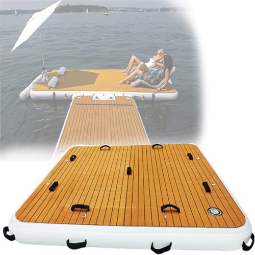 Gueploer Lit De Planche Flottante Gonflable, Grande Île, Tapis D'île Portable Livré avec Plusieurs Poignées pour Quai Flottant De Tapis De Lac,10Ft/3M*10Ft/3M,Metallic