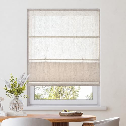 Victoria M. Ivora Raffrollo Rollo Faltrollo Stabile Aluminium-Schienen, für Fenster und Türen, mit Schnurzug, Pflegeleicht, 120 x 130 cm, Elfenbein-meliert