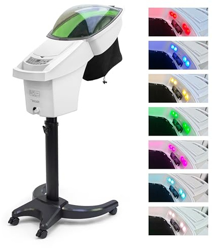 Elitzia Hair Steamer for Black Hair Deep Conditioning Professional Ozone Hair Steamer for Salon Shampoo Bowl Nano Micro Mist Steam for Natural Hair with Hooded ET1408W7C White 7-Color Light