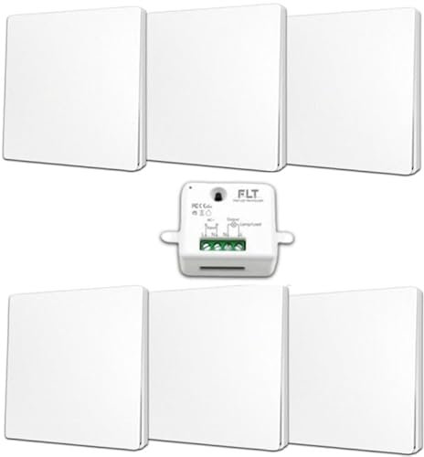 Interrupteur sans Fil et sans Pile Auto alimenté - Écologique - Qualité Pro - Va et Vient RF 6 télécommande + 1 Relais Radio encastrable - Longue Distance - Intérieur Extérieur IP64