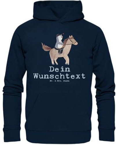 Mr. & Mrs. Panda Personalisierter Hoodie Pferd Reiten Größe XL - Personalisierte Geschenke, Geschenk, Reitverein, Recycelter Baumwoll Mit Wunschname, Organic, Öko-Kapuzenjacke Namen, Reitstall, Pferde