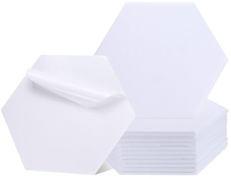 QUARKZMAN 12pcs Panneau Acoustique Mural Auto-Adhésif 30x26x0,9cm, Panneaux Insonorisants Hexagonaux de Bonne Isolation Phonique pour Décoration Murale Acoustique, Blanc