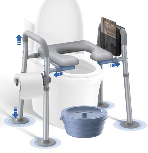 Jofulity Erhöhter Toilettensitz mit verstellbaren Armlehnen und Beinen