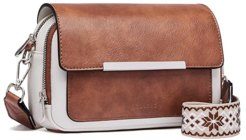 Roulens Damen Handy Umhängetasche, Vegan Leder Crossbody Bag Schultertasche mit Verstellbar Abnehmbar Breiter Gurt