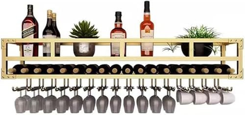 ZHENCHAO Portabottiglie LED portabottiglie da Parete, Moderno portabottiglie e portabicchieri in Metallo sospeso, mensole galleggianti per la casa, la Cucina, Il Bar, Il Ristorante, la Deco