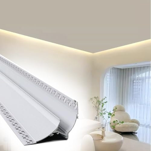 WhamtL Moldura Iluminacion Moldura de Techo de Aluminio con Canal LED para Sala de Estar, Canal LED de Iluminación Indirecta Decorativa para Techo, Tira de Luz LED para Zócalo(9m/29.5ft)