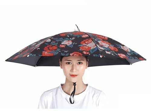 Vllentin Chapeau Parapluie,Chapeau de Parapluie de Pêche,Parapluie Parasols Chapeau,Chapeau Parapluie Réglable Portable,Chapeau De Parasols Pliable,pour la Pêche Jardinage Randonnée Camping