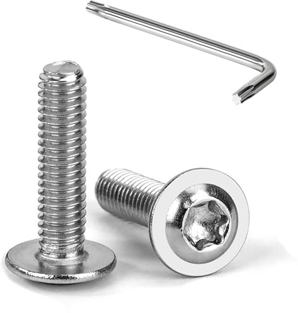 Tunejoy 20 Pièces Vis à Tête Bombée Torx avec Bride M4 x 16 mm Vis à Six Pans Creux en Acier Inoxydable A2 V2A Boulons à Tête Hexagonale avec Clé T20 Filetage Complet