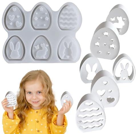 Stampo per uova di Pasqua, stampo per fondente, 6 cavità, in silicone, per dolci e muffin