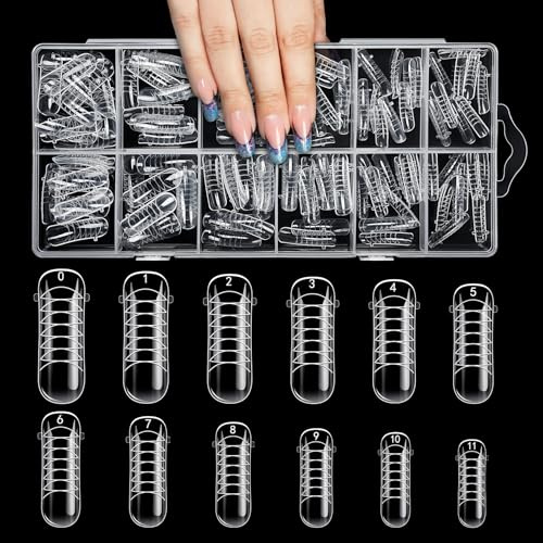Kiiwah 120 Pièces Popit Ongle, Moule Ongles Forme Couverture Complète Réutilisable Capsule Polygel Moules à Ongles Double avec Lignes Graduées pour Amateurs et Apprenants du Nail Art Diy