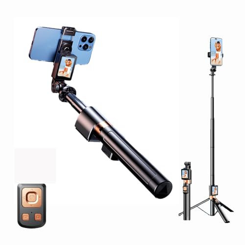 CatXQ 2025 Telefono Vlog Selfie Monitor Schermo per iPhone Samsung, Telefono Fotocamera Posteriore Specchio con Luce di Riempimento Treppiede per Selfie Vlog Live Stream TikTok