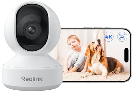 Reolink 4K PTZ WLAN Überwachungskamera Innen, 2,4/5 GHz Wi-Fi 6, Babyphone mit Kamera, 3X Optischer Zoom, Auto-Tracking, Indoor Kamera für Kids, Hundekamera, Mensch/Haustier/Schreierkennung, E1 Zoom