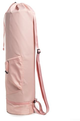 Lecreatekit Yogamatten-Tasche aus Polyester, wasserdicht, verstellbarer Riemen, Tragetasche, Nassfach, lange Pilates-Tasche mit Reißverschluss (Rosa)
