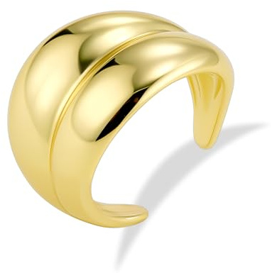 ALEXCRAFT Silber Ringe Große 14K Vergoldet Klobige Ring für Damen Herren