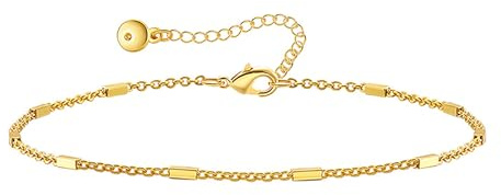 Loutade Fußkettchen für Damen, 22-29cm Verstellbar Gold Fussketten für Frauen, Sommer Barfuß Strand Goldene Fußkette am Fußgelenk, Sommer Strand Fusskette Armband Fußschmuck Geschenk für Mama/Mädchen