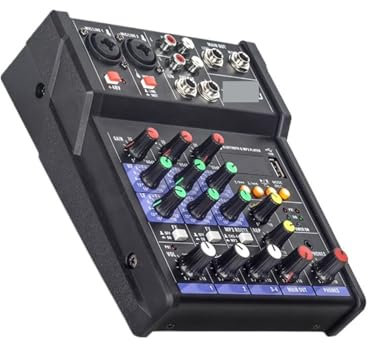 ZKLGS Mixer Audio, RU-4T Audio Professionale Audio Mixer USB 4 canali 48V Alimentazione Phantom Riverbero Console di missaggio Lettore Musica USB for DJ
