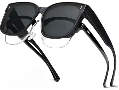 LNTICB® Überzieh Sonnenbrille Polarisierte Überbrille Sonnenbrille über Normale Brille Übergröße für Brillenträger Damen Herren UV400 Schutz Klassisch TR90 Ultra Leicht Rahmen