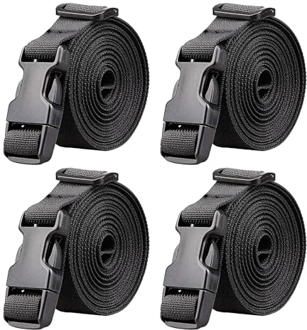 4 Pezzi Cinghie di Imballaggio Regolabili con Fibbia in Plastica, Cinghia di Fissaggio con Fibbia, Cinghie per Valigie, Cinghie Nere Larghe 2,5 cm per Valigie, Zaini e Attrezzature da Campeggio