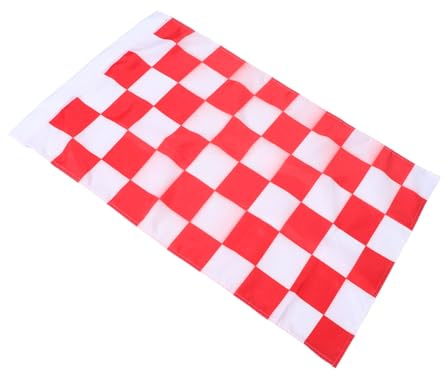 iplusmile Drapeau de Signalisation de Course Rouge et Blanc Polyester Aux Intempéries Bannière à pour Décor Extérieur Jardin Patio Course Automobile