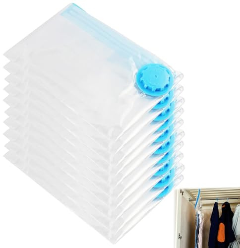 Lot de 10 sacs de rangement sous vide réutilisables pour vêtements, 30 x 40 cm, hermétiques avec fermeture éclair,pour la compression de linge, couettes et accessoires
