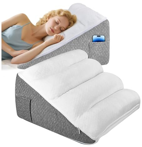 Anmrora Cuscino a Cuneo per Letto Doppio Strato in Memory Foam, 50 x 50 x 25 cm, Ergonomico Cuscino Antireflusso Adulti per Apnea da Reflusso, Supporto per la schiena, Giocare, la Schiena