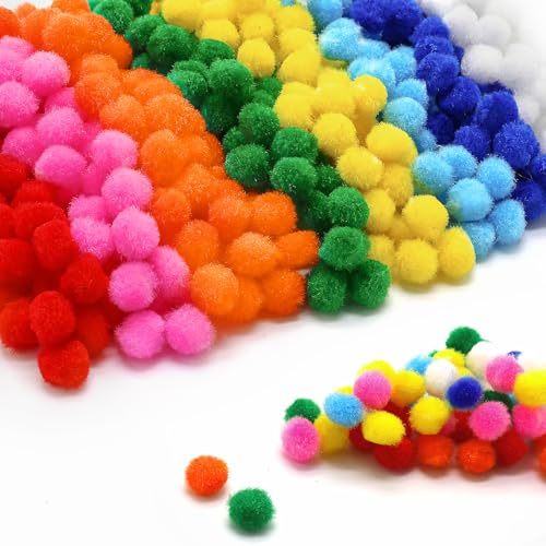 Lot de 500 pompons colorés de 10 mm - Mini boules de feutre - Boules moelleuses - Multicolores - Bricolage créatif pour décoration de fête, guirlandes, pompons - Accessoires pour cheveux