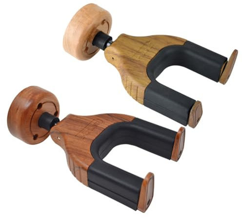 Gatuida 2 pezzi Porta Chitarra da Parete in Legno Massello Ganci Staccabili con Supporto in Gomma Protettiva Design Profondo per Strumenti Corda Facile da Installare e Adatto Varie