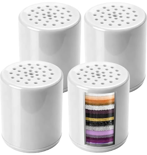 GAOUTO 4 piezas de filtro de ducha universal de repuesto: esferas de minerales, filtro de ducha que elimina el cloro, metales pesados, hierro, otras cuerdas, 30 etapas, filtro de ducha para agua