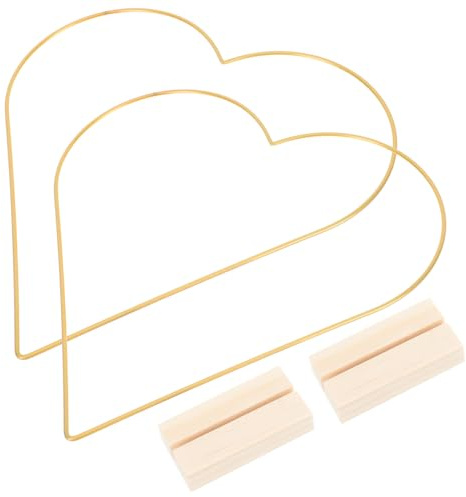 SHINEOFI Aros Metálicos Forma de Corazón de 25 CM Color Dorado con Base de Madera Anillos para Atrapasueños Centros de Mesa y Coronas Ideales para Decoración de Bodas y Manualidades