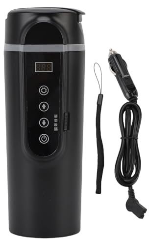 GYZOUKA Bärbar Elektrisk Resevattenkokare, 500 ML Biluppvärmningskopp med Automatisk Temperaturkontroll och Halkfri Bas, för SUV-resor med Bil