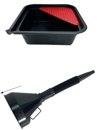 Htoqac Vaschetta di Scarico dell'olio Vassoio di Raccolta dell'olio esausto da 6 Litri per Cambio Olio Moto Riparazione Garage Pulizia Stoccaggio(9L with Funnel)