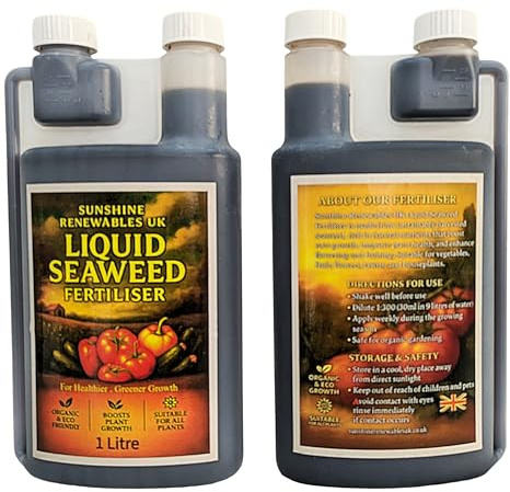 Flüssigdünger für Pflanzen – Scottish Seaweed Fertiliser mit schottischem Seealgenextrakt (Seetang), biologisch, 1:300 Konzentrat, 1 Liter