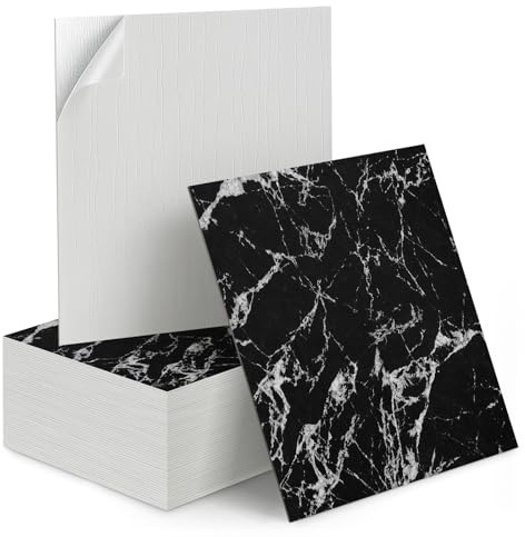 50 Stück selbstklebende Wandfliesen in Marmoroptik, 30 x 30 cm – Wandpaneele zum Abziehen und Aufkleben für die Wanddekoration in Küche, Bad, Schlafzimmer und Wohnzimmer (Schwarz)