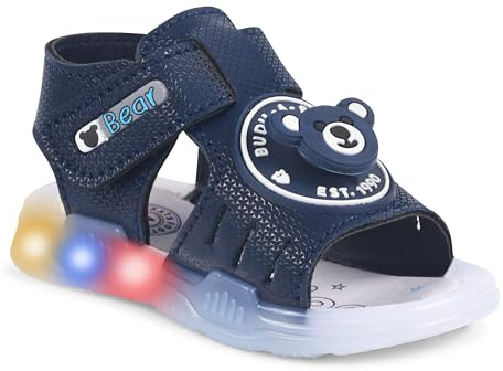 KATS - Sandalias para niños con luz LED, fáciles de poner, azul oscuro, 21-24 meses