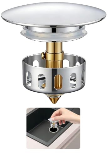 Universal Bathtub Stopper and Tub Drain Hair Catcher - Anti-Clogging Plug with Silicone Seal for Shower, Kitchen Sink, Bathroom Tub - Easy Install, Durable