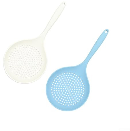 ZWEquipint Cucchiaio scanalato in silicone con manico lungo, resistente al calore e schiumarola per pentole calde, utensile da cucina antiaderente per scolare olio, blu (mix)