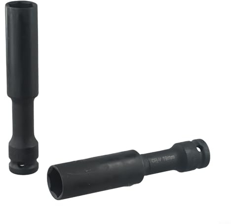 Juego de llaves de vaso profundas de 1/2 unidad de pared delgada de acero al cromo vanadio de largo alcance, adaptador métrico, llave convertidora, herramienta de extensión, reparación automotriz (17+
