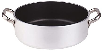 Pentole Agnelli ALSA2106S20 Stielkasserolle mit Griffen, Aluminium, Silber, 20 cm