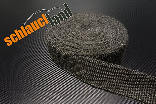 Schlauchland 15m Hitzeschutzband 50mm schwarz Auspuffband Thermoband Krümmerband Heat Wrap Basaltfaser Isolierband