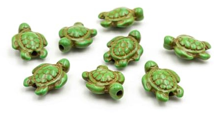 Perlen aus synthetischem Türkis als Schildkröte 18mm 8 Stück