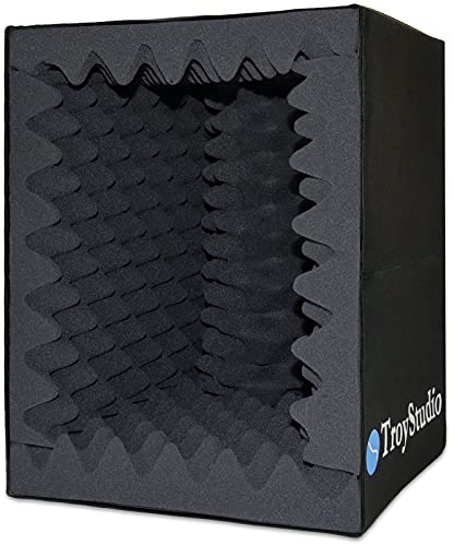 TroyStudio Cabina vocale portatile, scudo isolante pieghevole per microfono, registrazione musicale, scatola fonoassorbente per l'eco, per scrivania e supporto, filtro riflettente con schiuma densa