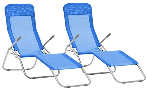 vidaXL 2X Sonnenliege Klappbar Blau Gartenliege Strandliege Relaxliege Liege
