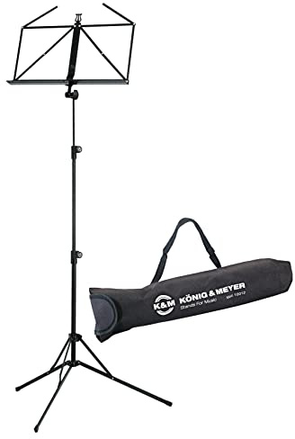 K&M 100/5 Notenständer Set Schwarz, Gewicht: 1, 42 kg, Material: Stahl | Besonderheit: verschiedene Farben erhältlich, Fußkonstruktion: Profilfüße mit Stützstreben, 42 kg, Höhe: von 500 bis 1.300 mm
