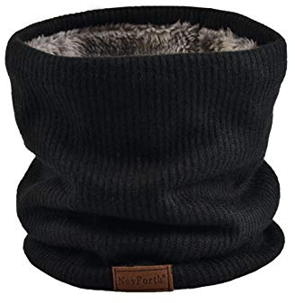 NovForth Winter Neck Warmer Fleece Lined Infinity Scarf Thicken Windproof and Dust Skiing Circle for mens women Double-Layer Fleece Lining Knit