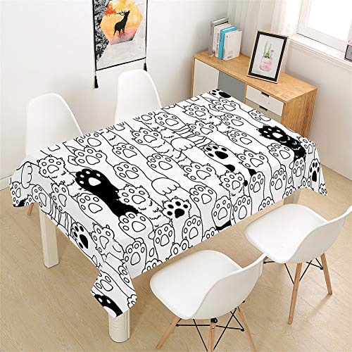 Morbuy Manteles Antimanchas Rectangular,3D Gato Mascota Estampado Manteles de Mesa Impermeable Lavable Mantel para Decoración Hogar Cocina Salón Jardín Comedor (100x140cm,Pata de Gato Blanco)