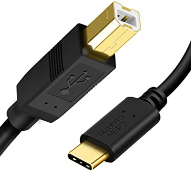 CableCreation USB C Druckerkabel 3M, USB C auf B, Scannerkabel, MIDI Kabel für Yamaha Casio Digital Piano MIDI Controller DJ Controller, 10FT, Schwarz
